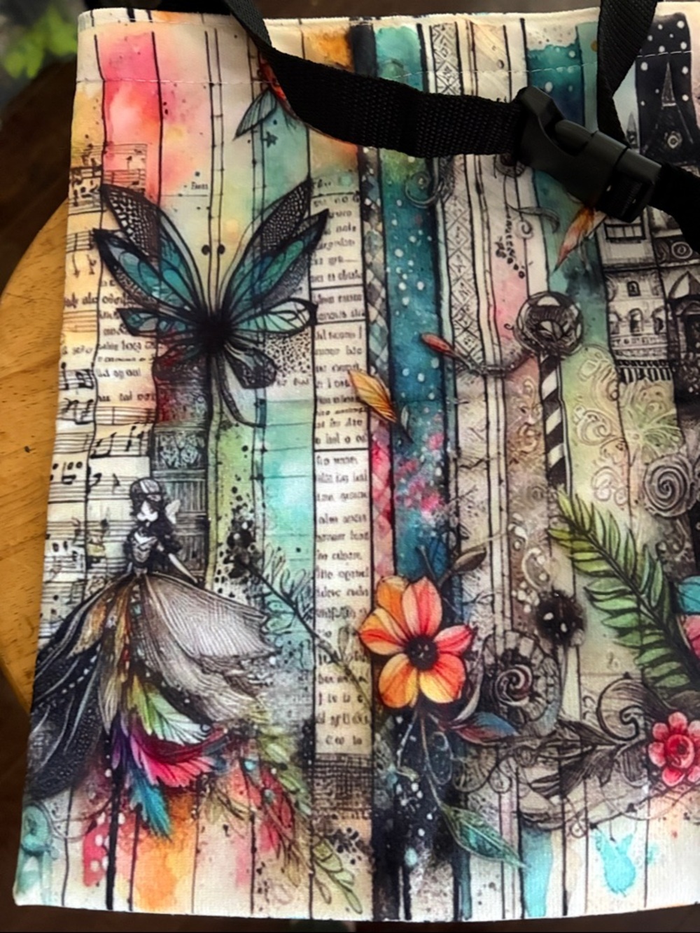 Artistic Floral Butterfly Tote Bag - Multicolor for Car